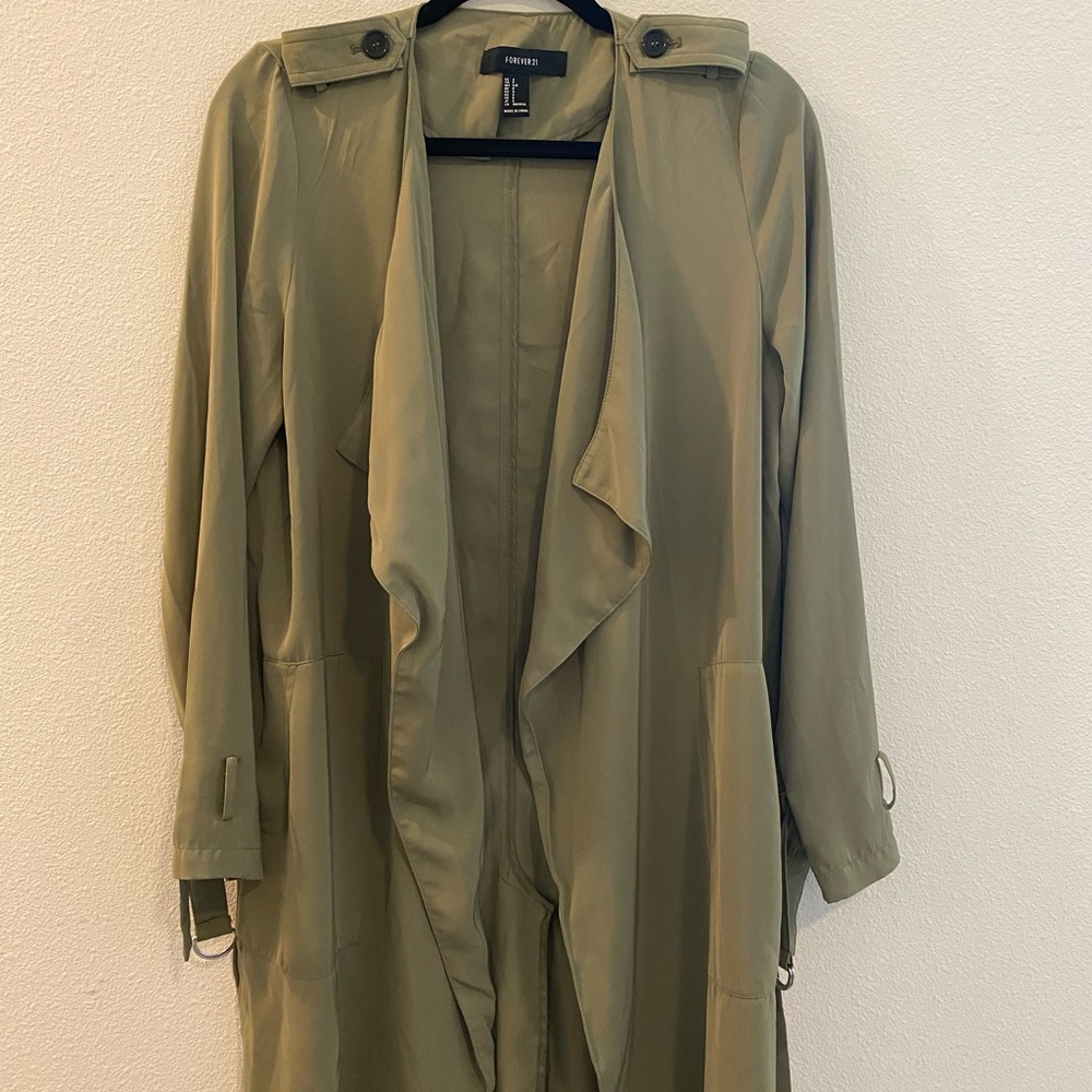 Olive Open Front Duster